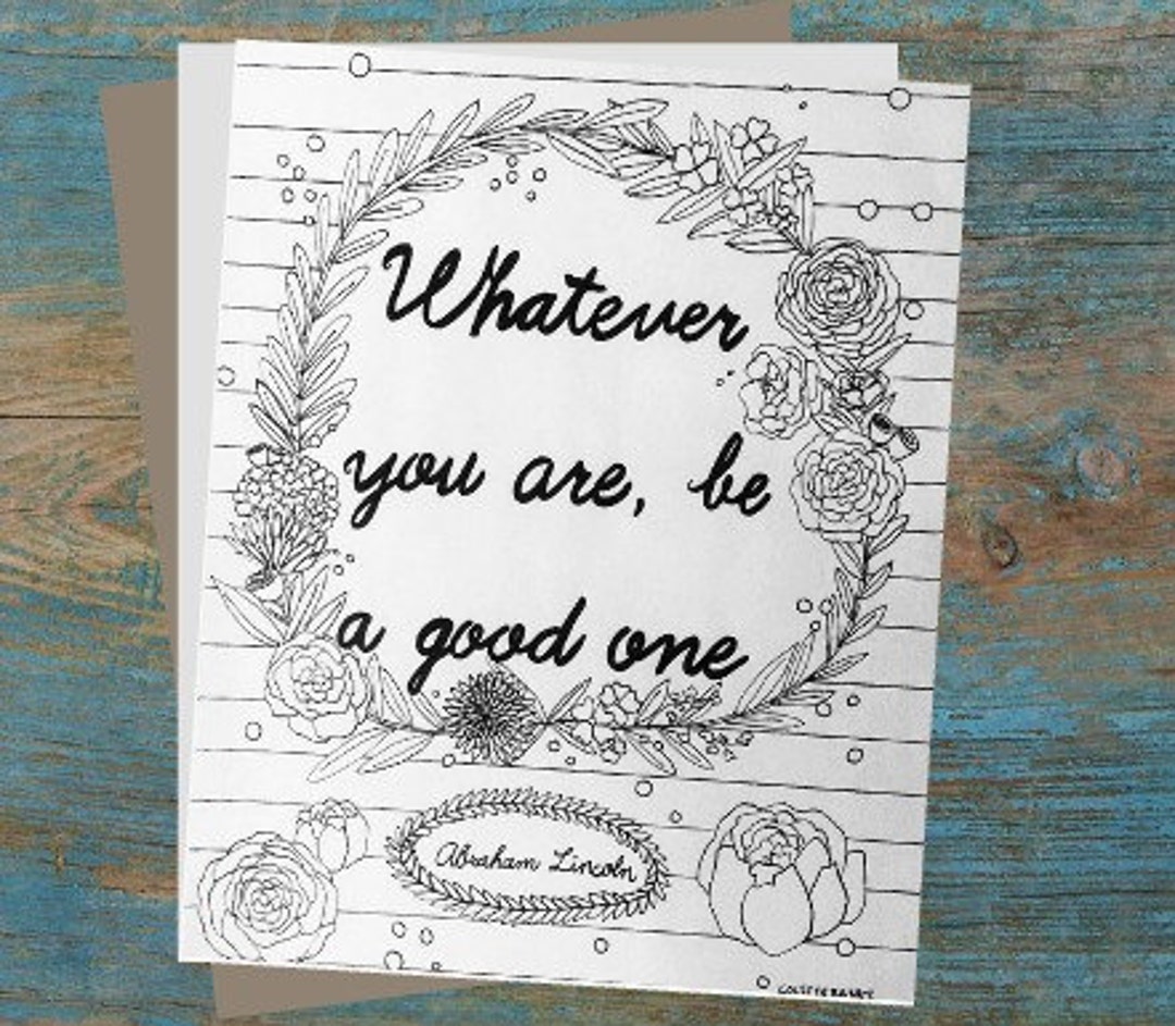Quote Adult Printable Coloring Page Featuring a Quote From - Etsy