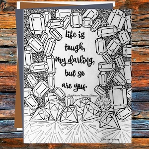 Life is Tough But So Are You Quote, Digital Print Adult Coloring Page