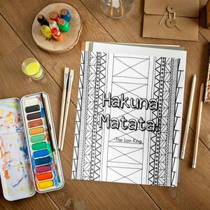 Hakuna Matata Quote Digital Print Adult Coloring Book Page