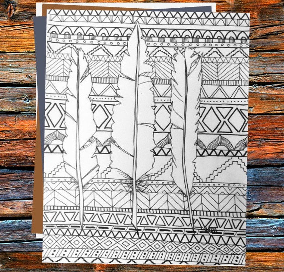 Adult Coloring Page, Printable Adult Colouring Book Page, Feather Print ...