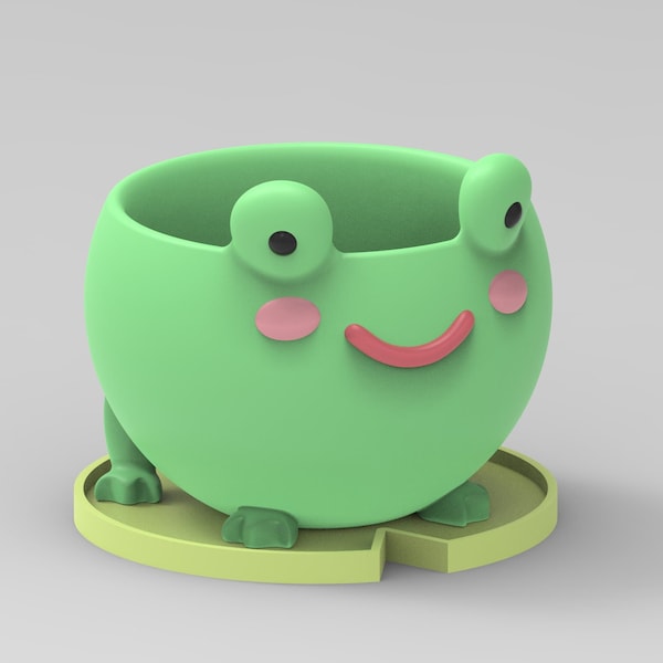3D MODEL Cute Frog Flower Pot Planter STL file
