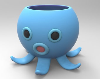3D MODEL Cute Octopus Flower Pot Planter STL file
