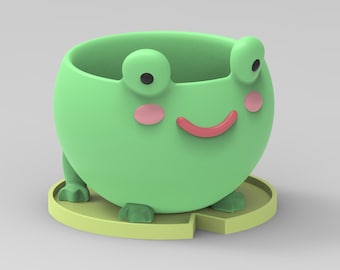 3D MODEL Cute Frog Flower Pot Planter STL file