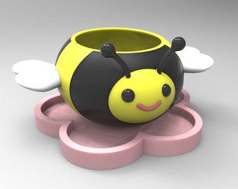 3D MODEL Cute Bee Flower Pot Planter STL file