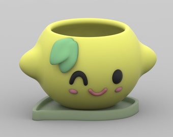 3D MODEL Cute Lemon Flower Pot Planter STL file