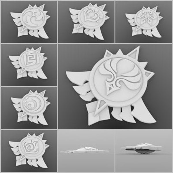 Genshin Impact Mondstadt - Los 7 elementos - Visión - Colgante - Amuleto - Elemento - ARCHIVO STL - Cosplay