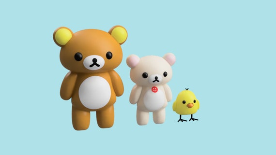 3Dモデル リラックマと仲間たち - コリラックマとキイロイトリ STL