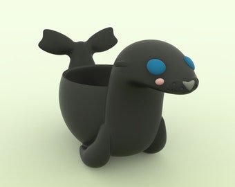 3D MODEL Cute Sea Lion Seal Flower Pot Planter STL file