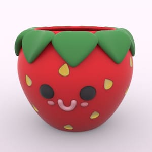 3D MODEL Cute Strawberry Flower Pot Planter pencil pen holder STL file
