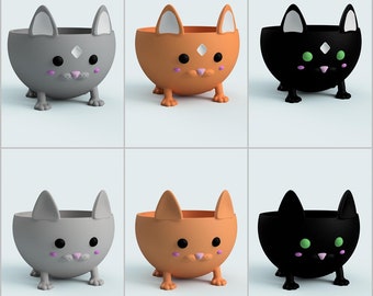 3D MODEL Cute Cat Flower Pot Planter STL file