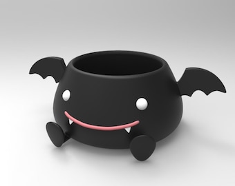 3D MODEL Cute Bat Flower Pot Planter STL file