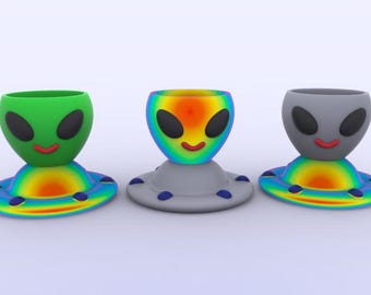 Cute Alien Ufo flower pot keychain planter pen pencil cup holder organizer stl file digital