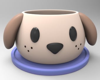 3D MODEL Cute Dog Flower Pot Planter STL file