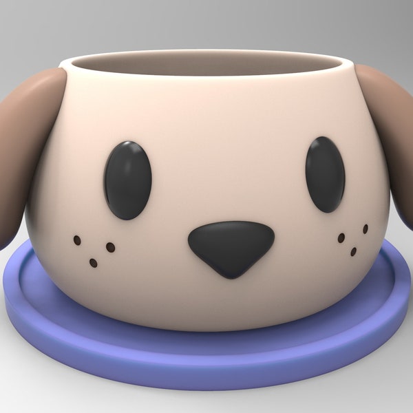 3D MODEL Cute Dog Flower Pot Planter STL file