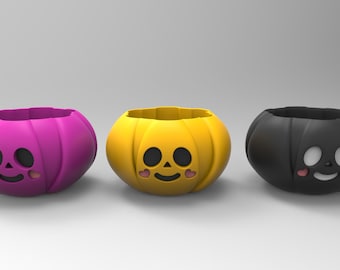 Cute Pumpkin halloween flower pot keychain planter pen pencil cup holder organizer stl file digital hat lid