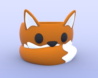 3D MODEL Cute Fox Flower Pot Planter pen pencil cup holder