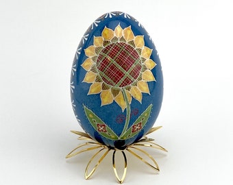 P310  - Pysanka  - Sunflowers of Freedom - Goose or Jumbo Turkey Eggshell