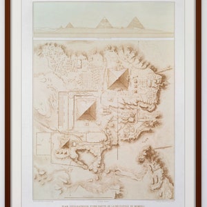 Topographic map of part of the Memphite Necropolis Pyramids of Giza (1878) by Émile Prisse d&#39;Avennes Digital Downloand