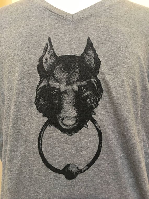 Wolf Door Knocker Comfort V Neck M L Xl Unisex Fitted Etsy