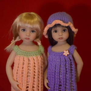 8. Summer Dress & Hat - PDF Knitting Pattern for Dianna Effner 13&quot; Little Darling Dolls