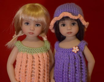 8. Summer Dress & Hat - PDF Knitting Pattern for Dianna Effner 13" Little Darling Dolls