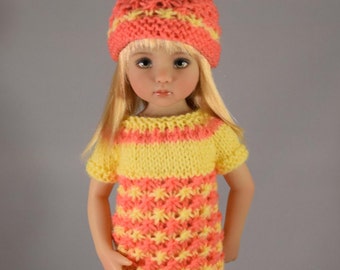 3. Dress & Hat - PDF Knitting Pattern for Dianna Effner 13" Little Darling Dolls