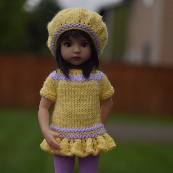 12. Dress & Hat - PDF Knitting Pattern for Dianna Effner 13" Little Darling Dolls