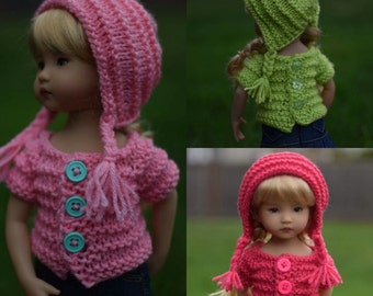 15. Sweater & Hat - PDF Knitting Pattern for Dianna Effner 13" Little Darling Dolls