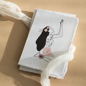 Naturgöttin Geschenkkarten auf Fine Art Cotton Rag Papier | Hochzeitskarten, Dankeskarten, botanisch, floral, Linie Kunst, Frauen.