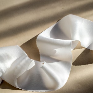 Silk Ribbon DOVE WHITE Satin Silk / Plant based and Hand Dyed / Wedding Ribbon / Floral ribbon / Stationery Ribbon/ Ribbons image 1