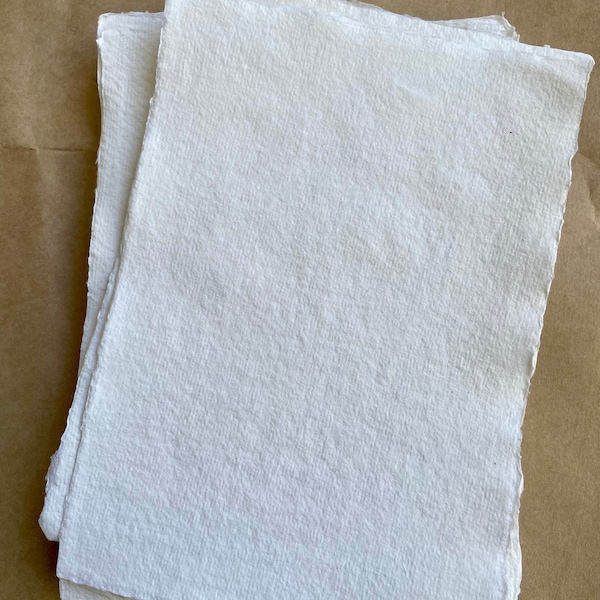 BLEMISHED deckle edge handmade cotton rag paper - 5x7", A6, A5, A4, | Wedding Invites, Stationery Paper, Handmade Paper