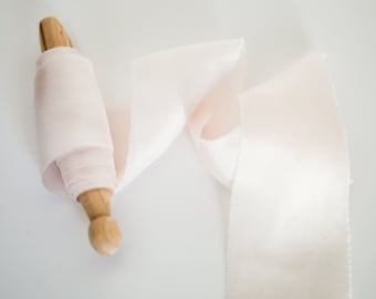 Silk Ribbon | Soft Pink | Plant based, hand dyed silk ribbons, wedding ribbon, floral ribbon, stationery ribbon