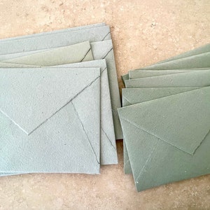Salbeigrüne Recycling-Umschläge für Hochzeit, Briefpapier, handgemachte Papier-Umschläge, 10er PACK