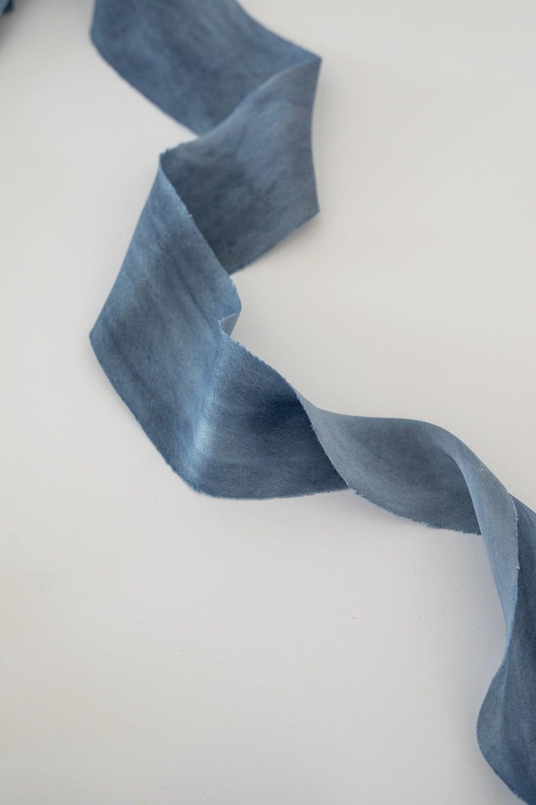 Slub Ribbon Silk Ribbon | DENIM BLUE Satin Silk | Plant Based, Hand Dyed Silk ...
