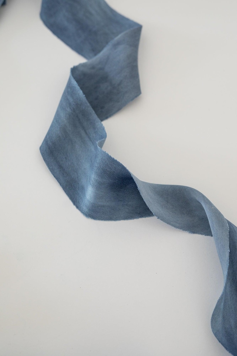 Silk Ribbon | DENIM BLUE Satin Silk | Plant Based, Hand Dyed Silk ...