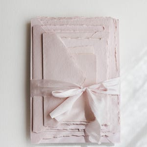 Blush Handmade Cotton Rag Paper, deckle edge wedding invitation, stationery paper, 5x7", 4x6" A6, A5, A4, recycled paper.
