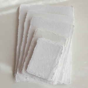 White deckle-edge cotton rag paper, Sizes available: 5x7", 4x6", A5, A4, A3 | Wedding Invites, Stationery Paper, Handmade Paper