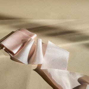Pale Blush Silk Ribbon for wedding bouquets and stationery