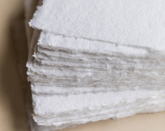 White deckle-edge cotton rag paper, Sizes available: 5x7", A6, A5, A4, A3 | Wedding Invites, Stationery Paper, Handmade Paper