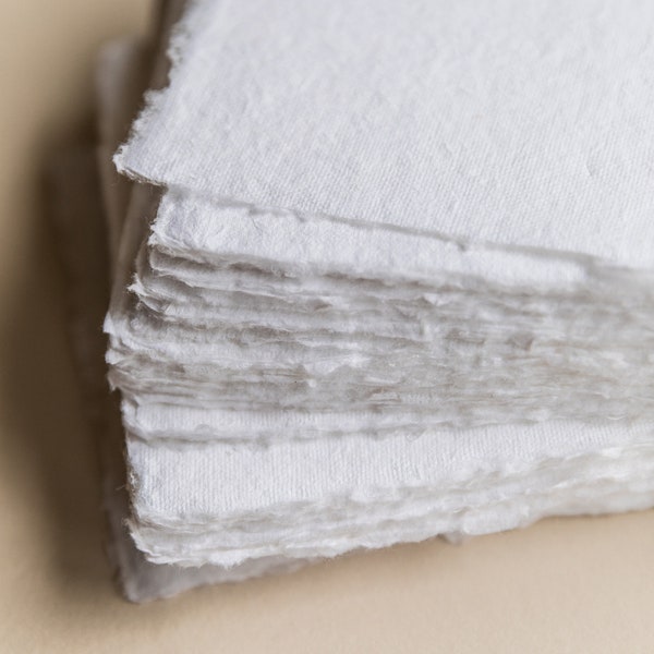 White deckle-edge cotton rag paper, Sizes available: 5x7", A6, A5, A4, A3 | Wedding Invites, Stationery Paper, Handmade Paper
