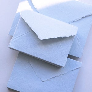 Powder Blue Deckle Edge Cotton Rag Envelopes | Pointy Flaps, hand made paper envelopes, fine art paper, 100% recycled paper. 25 Pack.