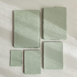Sage handmade wedding invitation paper, deckled edges, 5x7", 4x6", A5, 4bar Invites, cotton rag stationery paper, organic paper invitations