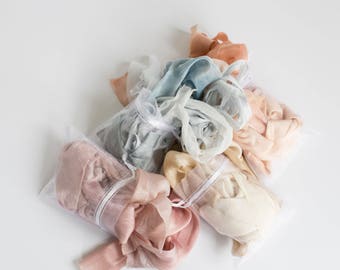 Silk Ribbon Bundle | OFF CUTS / REMNANTS sample bag | Plant based, hand dyed silk ribbons