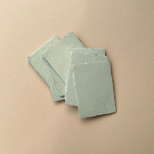 A8 Sage Smooth Escort Cards Deckle Edge Place Cards Tags Recycled Paper Recycled Name Cards image 1