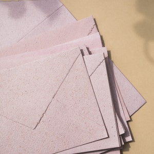 Blush handmade deckle edge envelopes 10 pack | hand made recycled paper envelopes, fine art paper,  pointy flap wedding envelopes