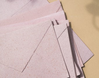 Blush Deckle Edge Envelopes 25 pack | Pointy Flaps, hand made paper envelopes, fine art paper, 100% recycled paper