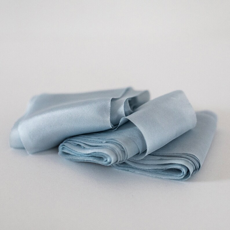 Silk Ribbon Dusty Blue / Habotai Silk Plant Based Hand Etsy