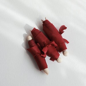 Silk Ribbon | Cherry Red Habotai Silk | Plant based, hand dyed silk ribbons, wedding ribbon, floral ribbon, stationery ribbon, 100% silk