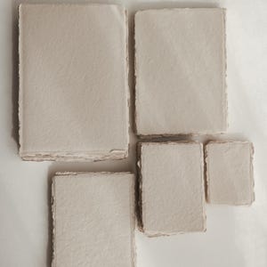 Wedding handmade stationery paper, beige cotton rag paper, deckled edges, place cards, name cards, 5x7", 4x6", A5 Wedding Invites, RSVPs.