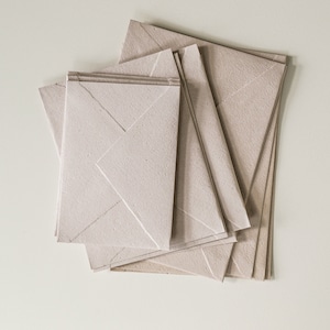 Champagne Deckle Edge Envelopes 10 Pack, beige pointy flaps hand made paper envelopes, fine art wedding envelopes, 100% recycled paper